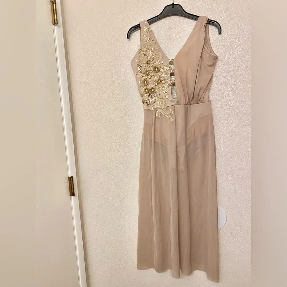 Tenth House solo custom 2 Die 4 Dance costume mauve tan maxi EPIPHANY TD23416 SA